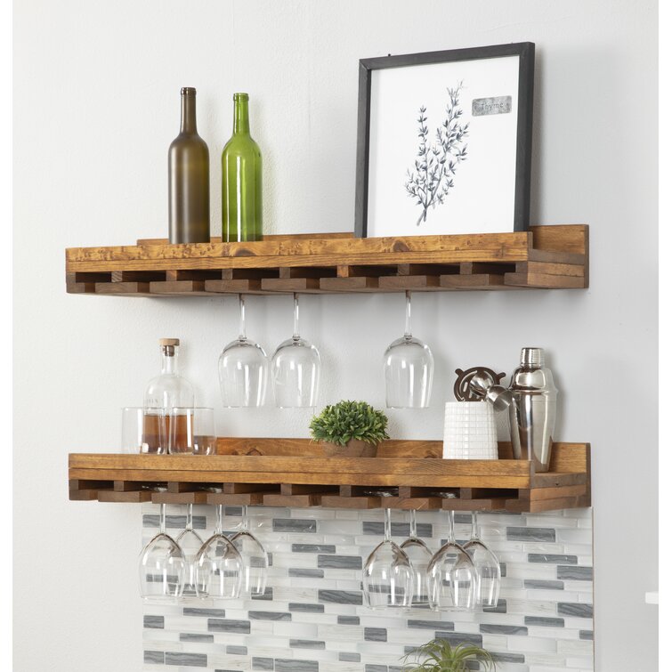 Cassadaga Solid Wood Wall Mounted Wine Glass Rack